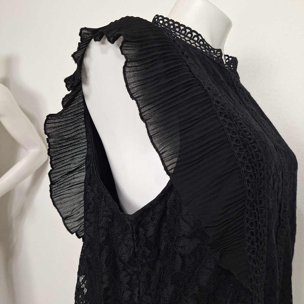 Cable & Gauge Black Romantic Goth Witchy Floral High Neck Lace Blouse Size M/L - Picture 9 of 16